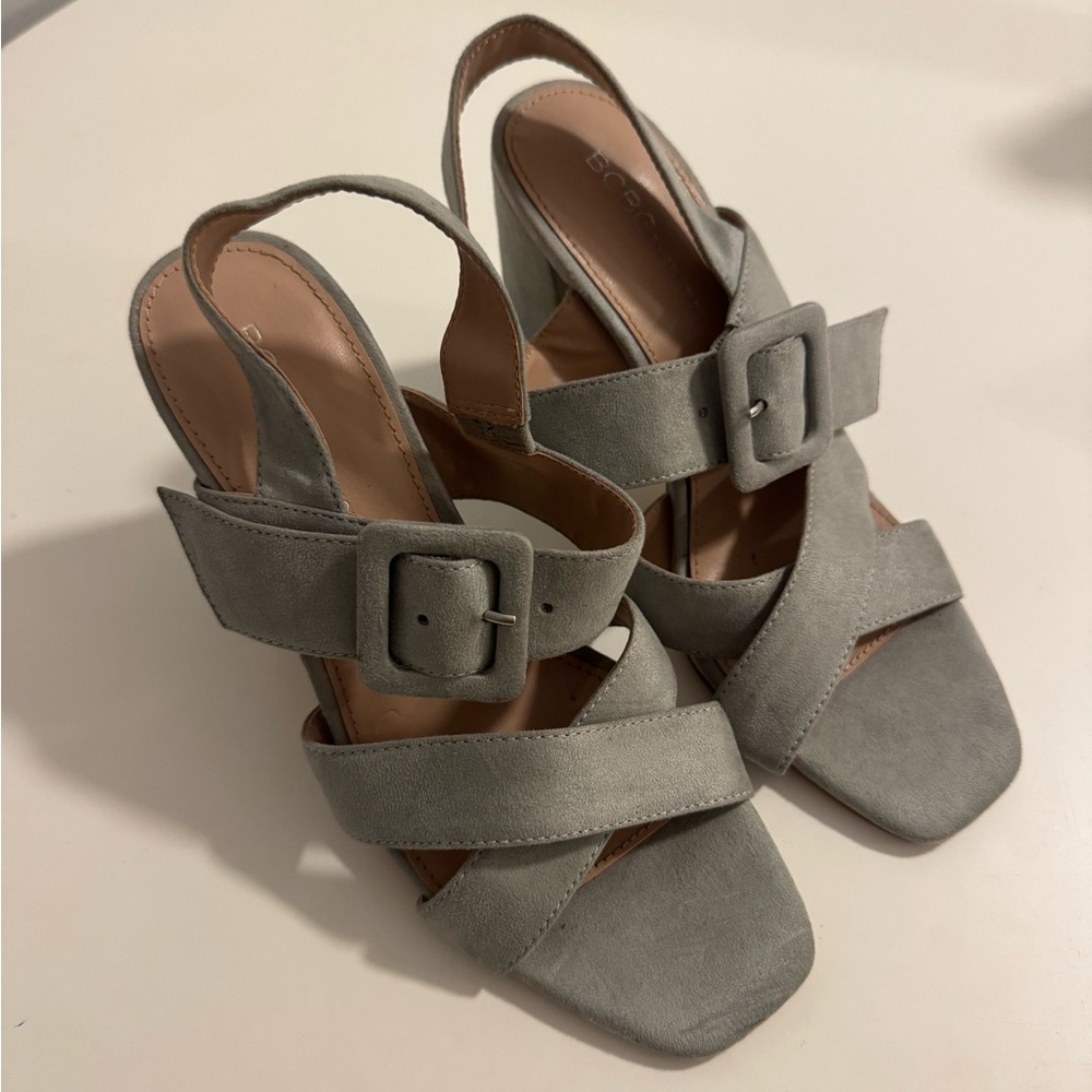 BCBGeneration Blue / Grey Suede Block Heel with Buckle Detail